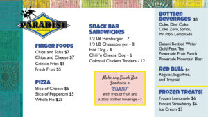 Snack Bar Menu