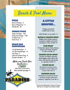 Snack Bar Menu