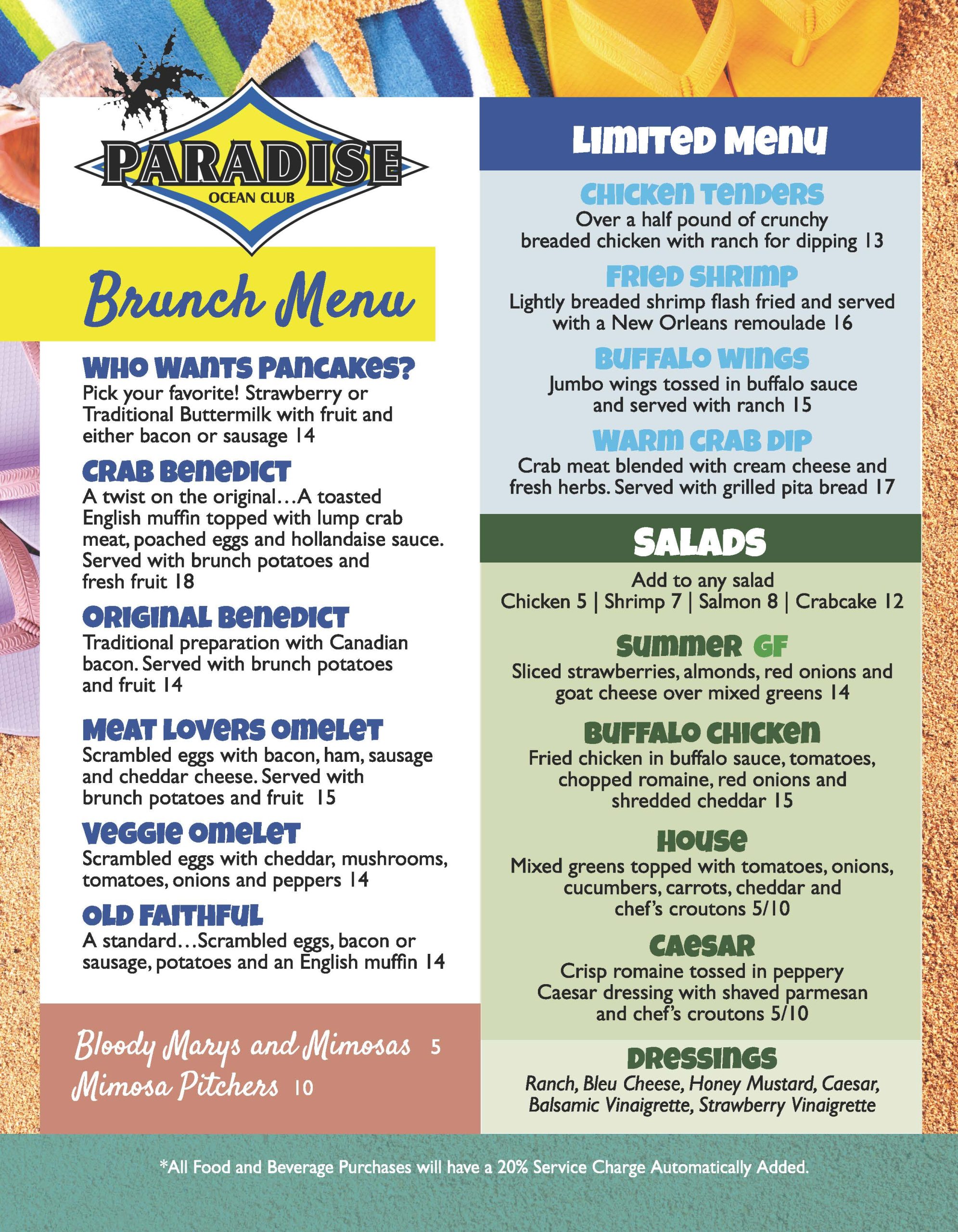 Snack Bar Menu