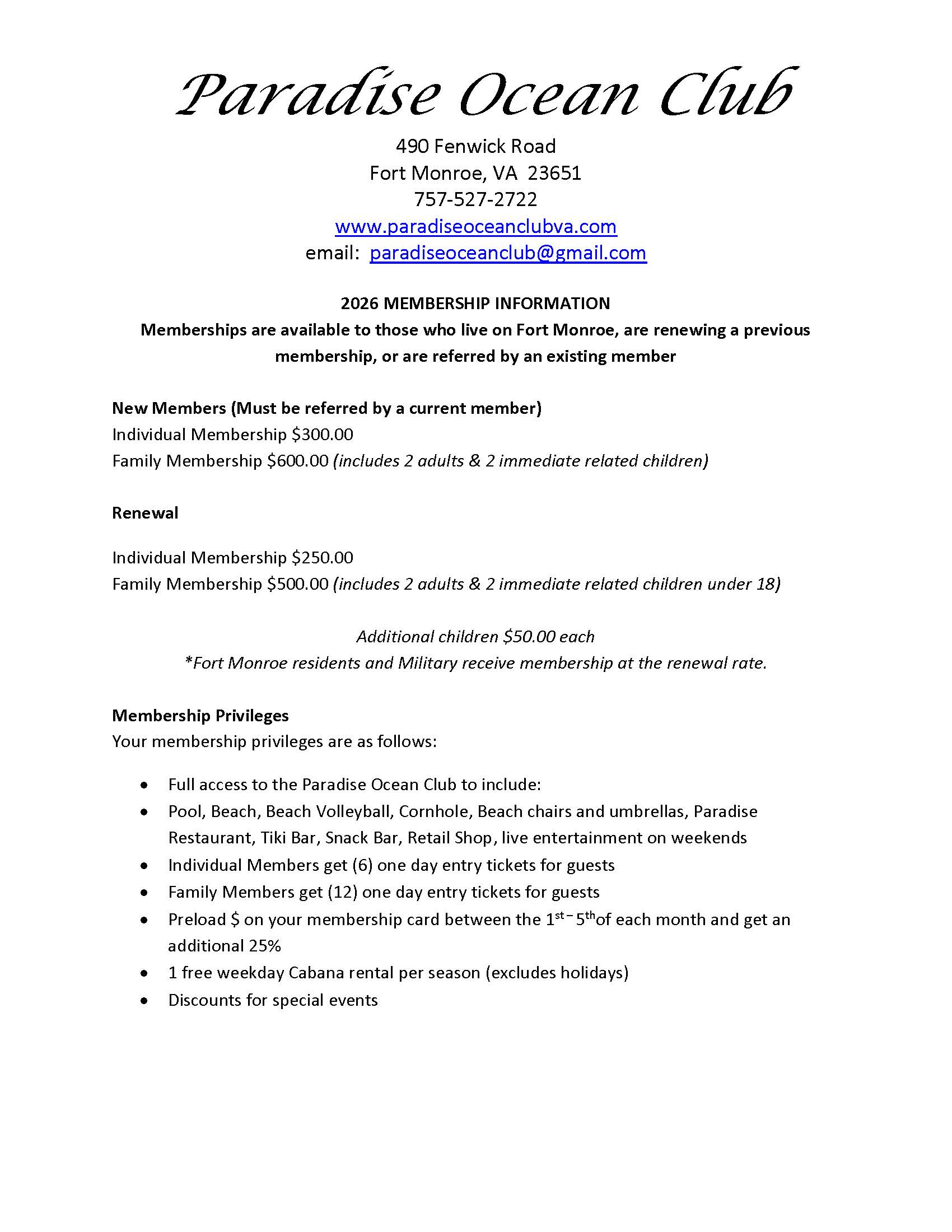 2024 Membership Information